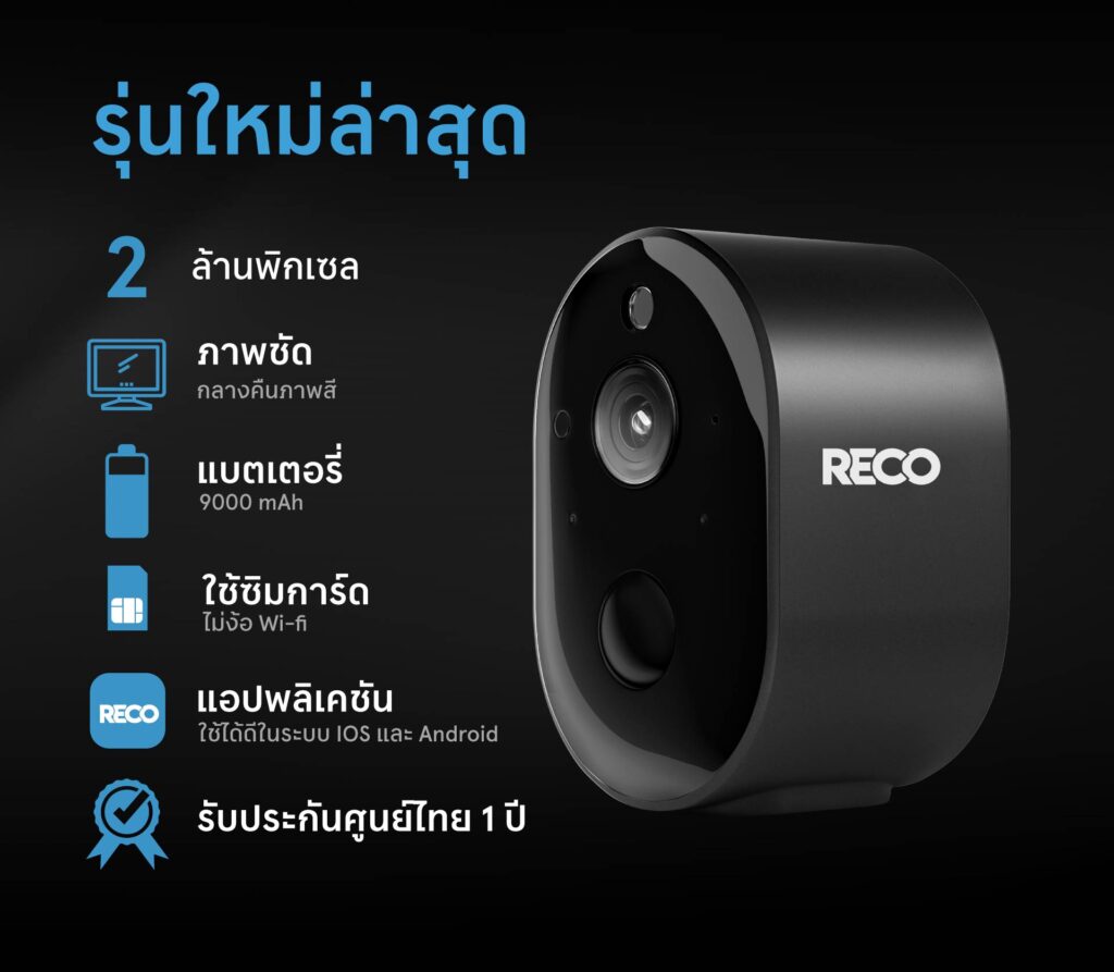 กล้อง reco4g รุ่นใหม่ล่าสุด ภาพชัด 2 ล้านพิกเซล ภาพสีกลางวันกลางคืน รับประกันศูนย์ไทย 1 ปี